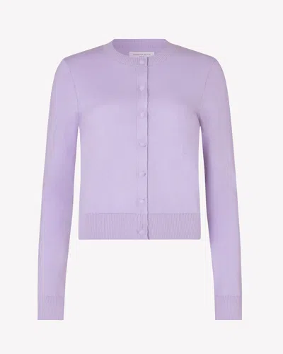 Serena Bute Cashmere Blend Round Neck Cardigan In Purple