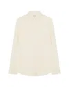 Serena Bute Classic Shirt With Georgette Trim - Cream In Grey
