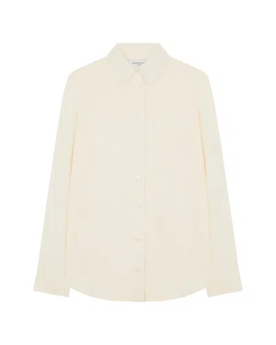 Serena Bute Classic Shirt With Georgette Trim - Cream In Grey