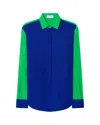 Serena Bute Colour Block Boyfriend Shirt - Cobalt Blue/bright Green
