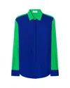 Serena Bute Colour Block Boyfriend Shirt - Cobalt Blue/bright Green In Blue