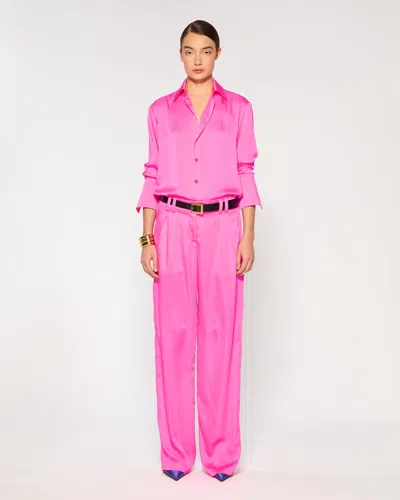 Serena Bute Crinkled Satin Boyfriend Trouser In Pink