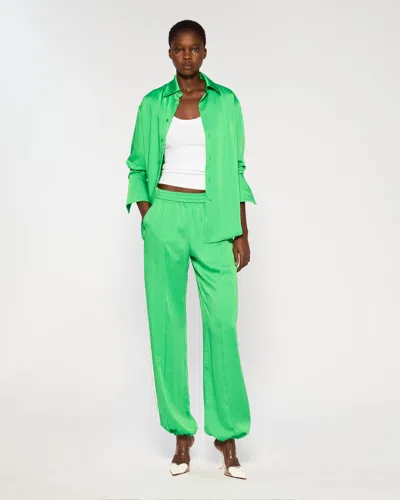 Serena Bute Crinkled Satin Serena Jogger In Green