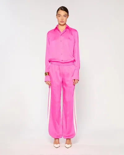 Serena Bute Crinkled Satin Serena Jogger In Pink