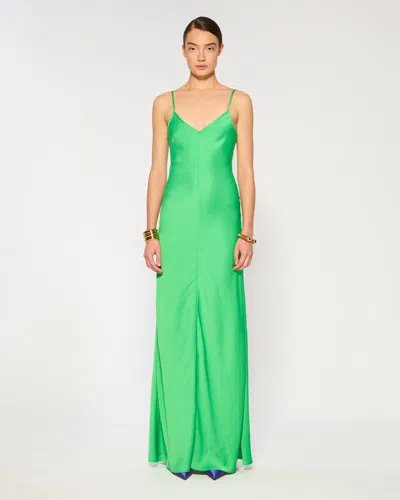 Serena Bute Crinkled Satin Slip Dress In Green
