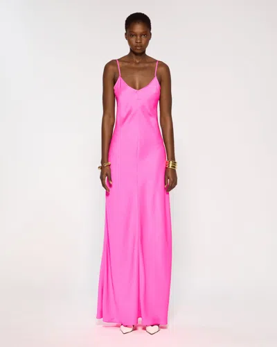 Serena Bute Crinkled Satin Slip Dress In Pink