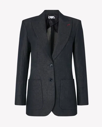 Serena Bute Denim Look Fitted Blazer In Black
