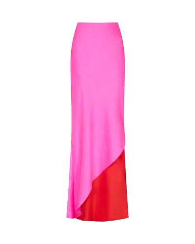 Serena Bute Double Layer Maxi Skirt - Bright Pink/red