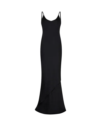 Serena Bute Double Layer Slip Dress - Black