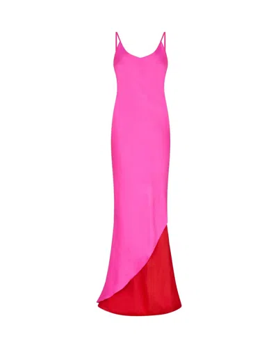 Serena Bute Double Layer Slip Dress - Bright Pink/red