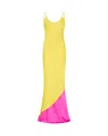 Serena Bute Double Layer Slip Dress - Bright Yellow/pink In Yellow