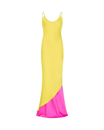 Serena Bute Double Layer Slip Dress - Bright Yellow/pink