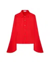 Serena Bute Flared Sleeve Shirt - Bright Red