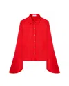 Serena Bute Flared Sleeve Shirt - Bright Red In Red