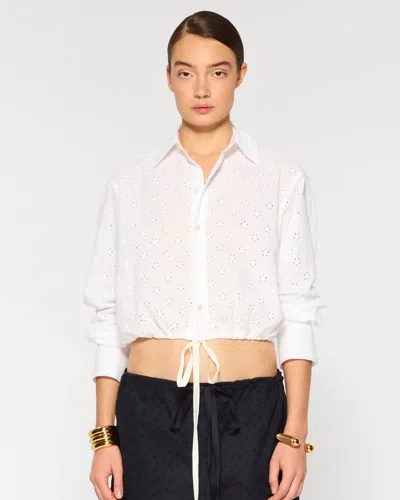 Broderie Drawstring Shirt In White from Serena Bute