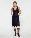 Serena Bute Midi Dress With Lace Hem In Blue