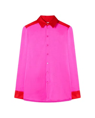 Serena Bute Oversized Colour Block Shirt - Bright Pink/red