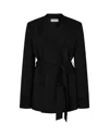 Serena Bute Relaxed Jacket With Georgette Trim - Black In Black