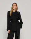 Serena Bute Relaxed Jacket With Georgette Trim In Black