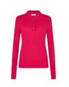 Serena Bute Ribbed Henley Top In Red