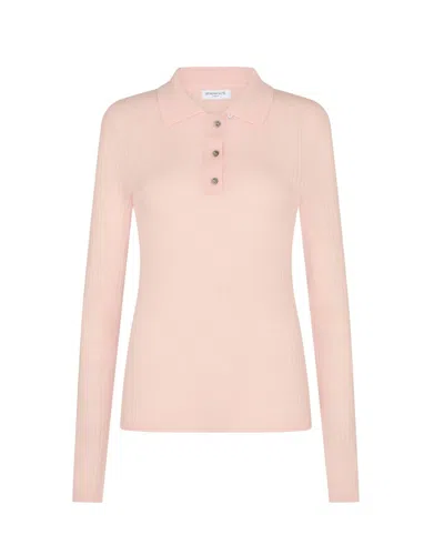 Serena Bute Ribbed Henley Top - Powder Pink