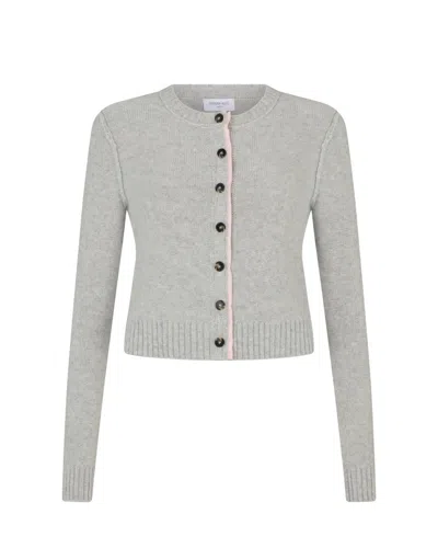 Serena Bute Round Neck Cardigan - Light Grey
