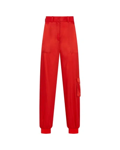 Serena Bute Satin Parachute Trouser - Retro Red