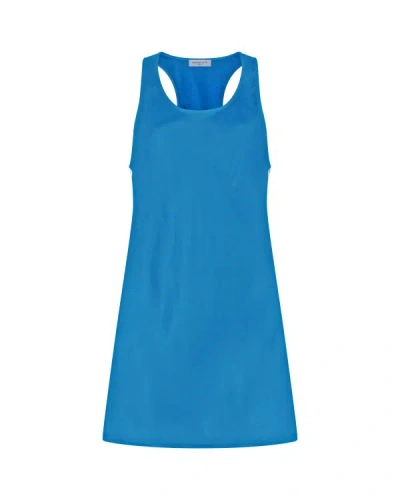 Serena Bute Satin Racer Mini Tank Dress - Retro Blue