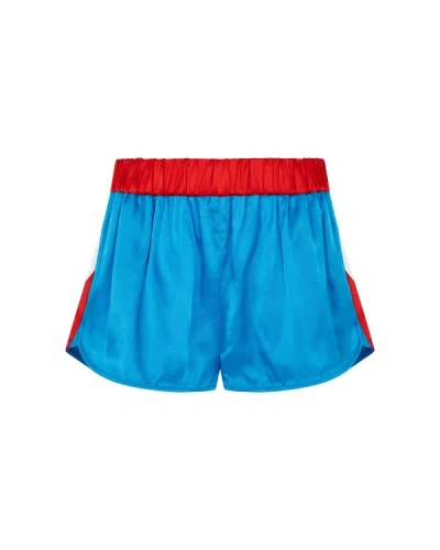 Serena Bute Satin Racer Shorts - Retro Blue
