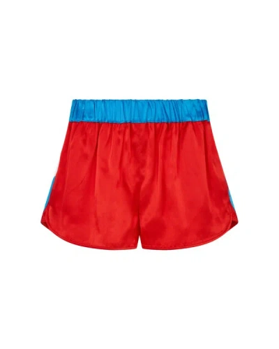 Serena Bute Satin Racer Shorts - Retro Red
