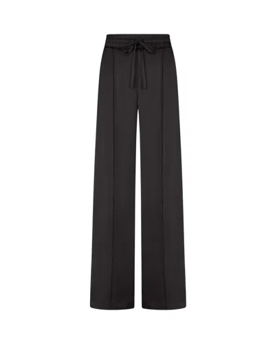 Serena Bute Satin Relaxed Jogger With Zip Pockets - Black