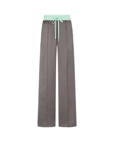 Serena Bute Satin Relaxed Jogger With Zip Pockets - Charcoal In Gray