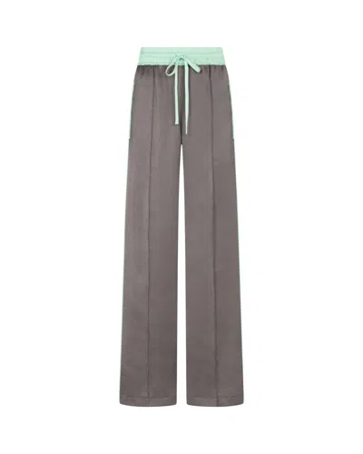 Serena Bute Satin Relaxed Jogger With Zip Pockets - Charcoal In Grey