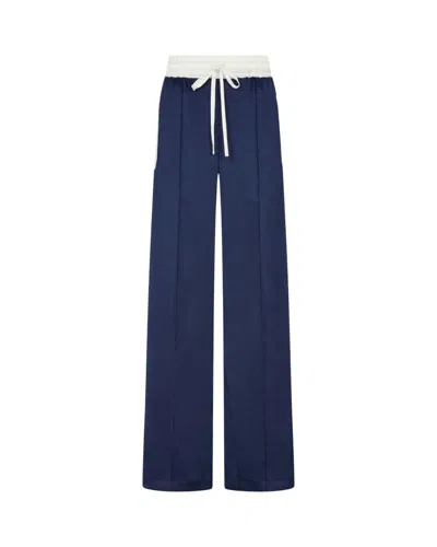 Serena Bute Satin Relaxed Jogger With Zip Pockets - Dark Navy In Blue