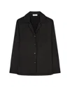 Serena Bute Satin Revere Collar Shirt - Black