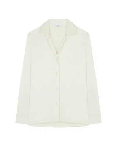 Serena Bute Satin Revere Collar Shirt - Ivory