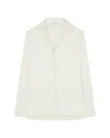 Serena Bute Satin Revere Collar Shirt In White