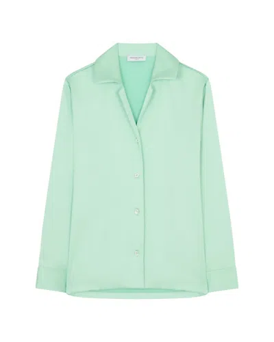 Serena Bute Satin Revere Collar Shirt - Mint In Green