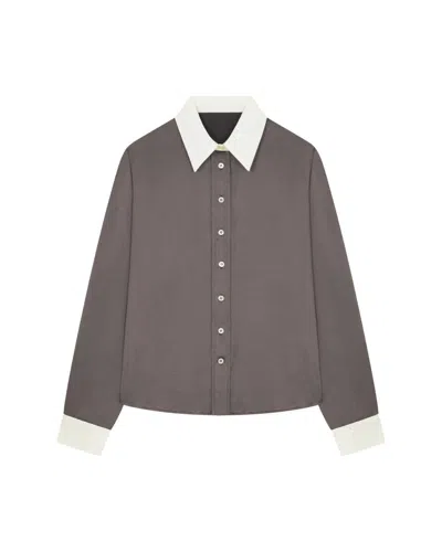 Serena Bute Satin Serena Shirt - Charcoal In Grey