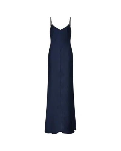 Serena Bute Satin Slip Dress '25 - Dark Navy In Blue