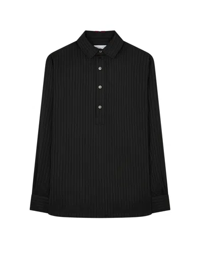 Serena Bute Satin Stripe George Shirt - Black