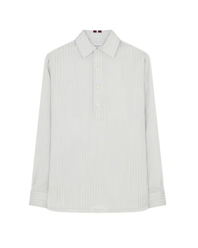 Serena Bute Satin Stripe George Shirt - Silver In Grey