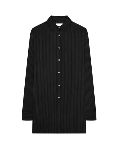 SERENA BUTE SERENA BUTE SATIN STRIPE OPEN BACK SHIRT - BLACK