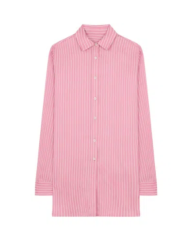 Serena Bute Satin Stripe Open Back Shirt - Pink