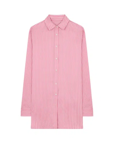 SERENA BUTE SATIN STRIPE OPEN BACK SHIRT - PINK