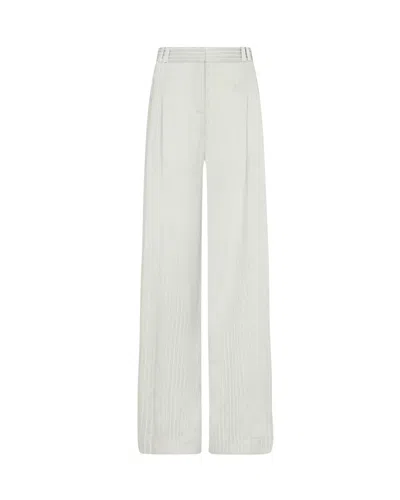 Serena Bute Satin Stripe Serena Trouser - Silver In White