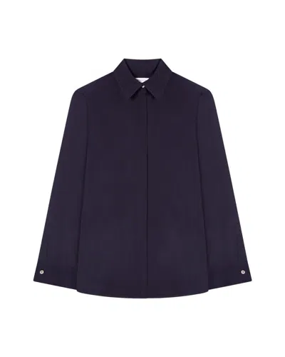 Serena Bute Silk Cape Sleeve Shirt - Midnight Navy