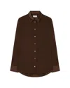 Serena Bute Silk Classic Shirt - Chocolate Brown