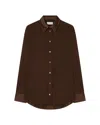 Serena Bute Silk Classic Shirt - Chocolate Brown In Brown