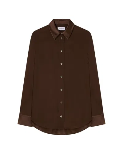 Serena Bute Silk Classic Shirt - Chocolate Brown